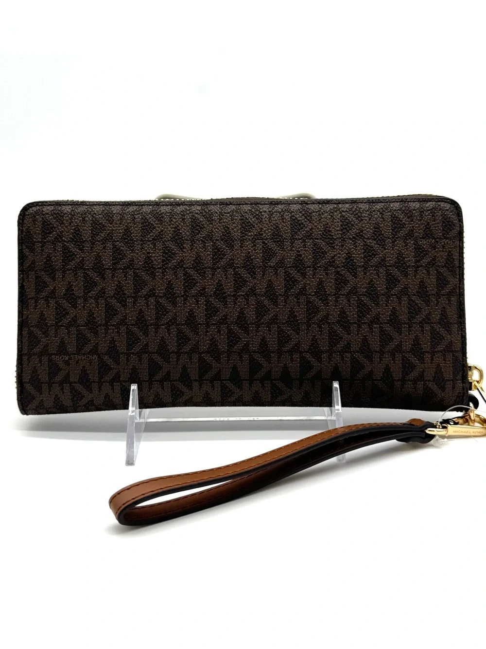 Michael Kors Large Continental Wallet Wristlet Brown/Gold